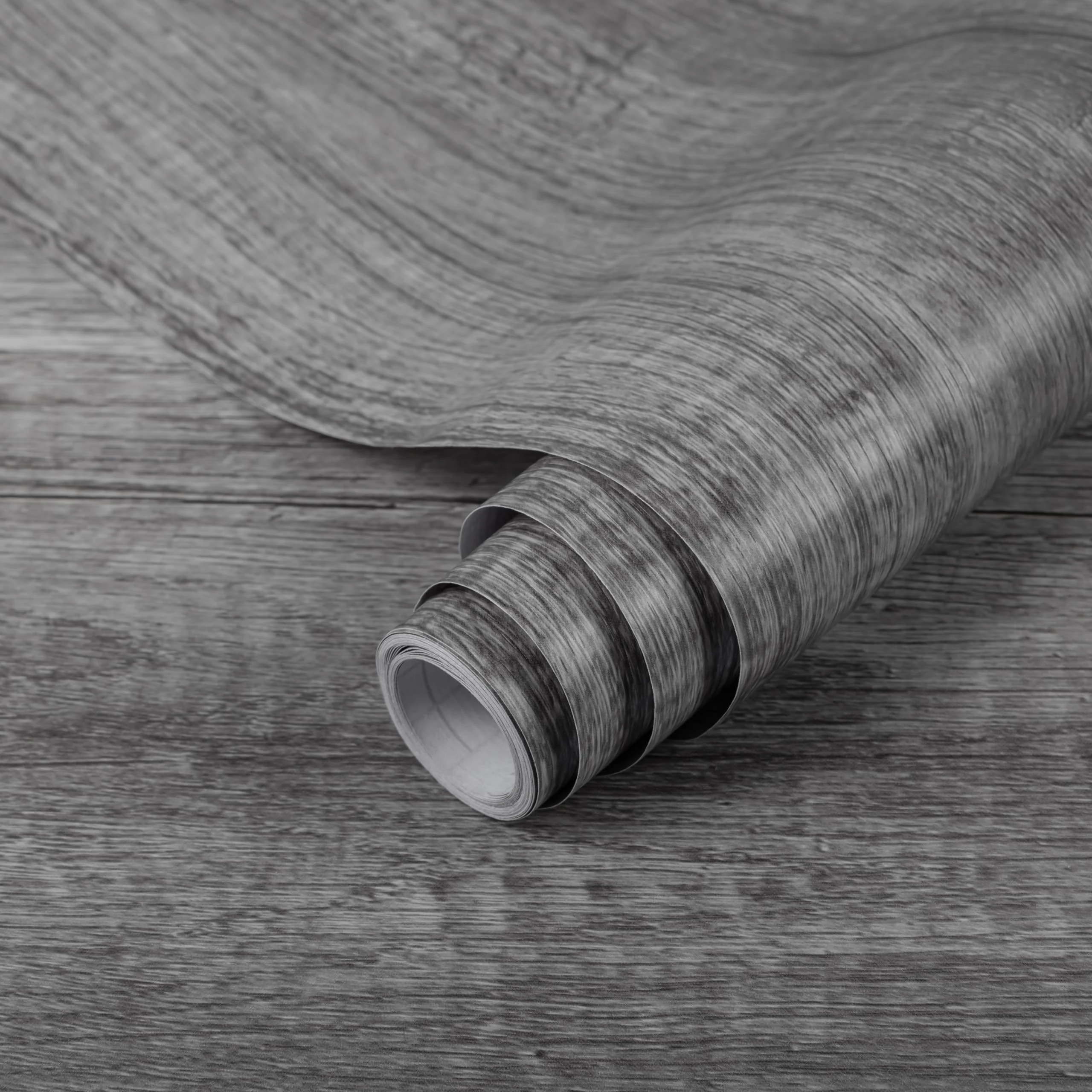 Decoroom Sticky Back Plastic Roll Wood Effect Vinyl Wrap Self Adhesive 60X300cm Grey Grain Peel and Stick Wallpaper Contact Paper Waterproof Film Cover Cupboard Countertop Furniture Stickers