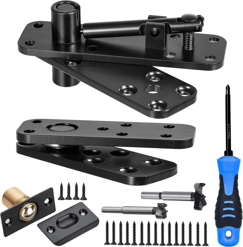 HFCENXIE Heavy Duty Door Hinge, 360° Rotation, 570Lbs Load-Bearing, Stainless Steel, Powder Coated Silver, Secret Door Hinge