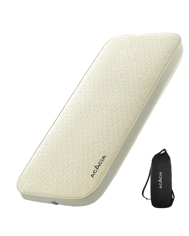 ACACIA 4'' Thick Self Inflating Sleeping Pad with Solid Foam, Innovative Y-shaped Telescopic Structure, Ultraportable Camping Mattress with Pump Sack, Outdoor Air Mat for Tent Car Backpacking, Single