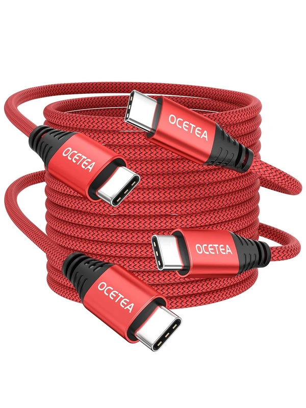 Ocetea USB C to USB C Charger Cable, 3.1A USB-C to C Cable Fast Charging Compatible with iPhone 15/15 Pro/15 Pro Max, MacBook Pro, iPad Pro, Galaxy S24 S23 Ultra, Pixel [2-Pack 3M]