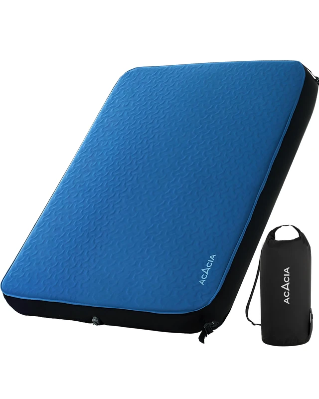 ACACIA 4" Thick Self Inflating Sleeping Pad with Foam, Innovative Y-Shaped Telescopic Structure, Ultraportable Camping Air Mattress with Pump Sack, Easy Roll Up Sleep Bed for Travel Tent Car, Queen