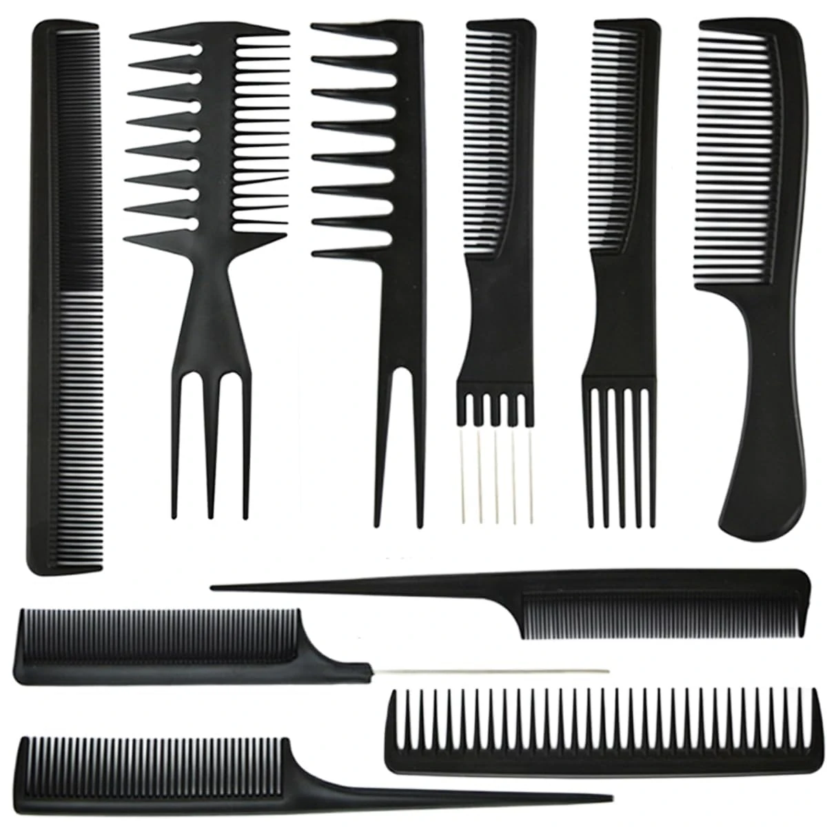 10Pcs Hairdressing Comb Set Hair Styling Kit Professional Barber Gift Black Colour Set Portable Set Hair Care for Men & Women