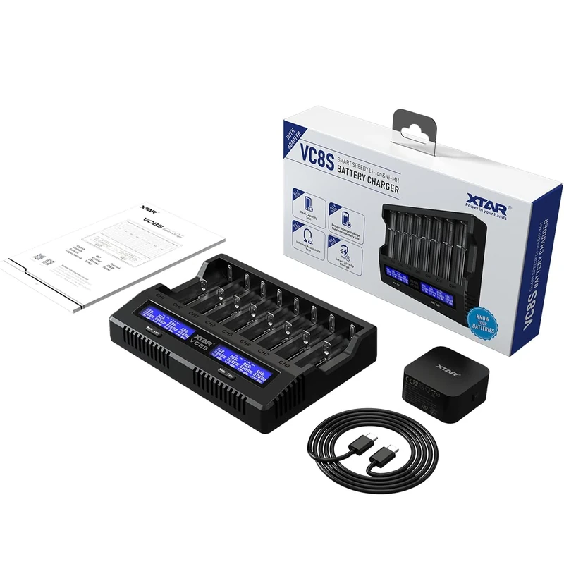 XTAR VC8S 18650 Rechargeable battery charger Test Battery Real Capacity (VC8S SET)