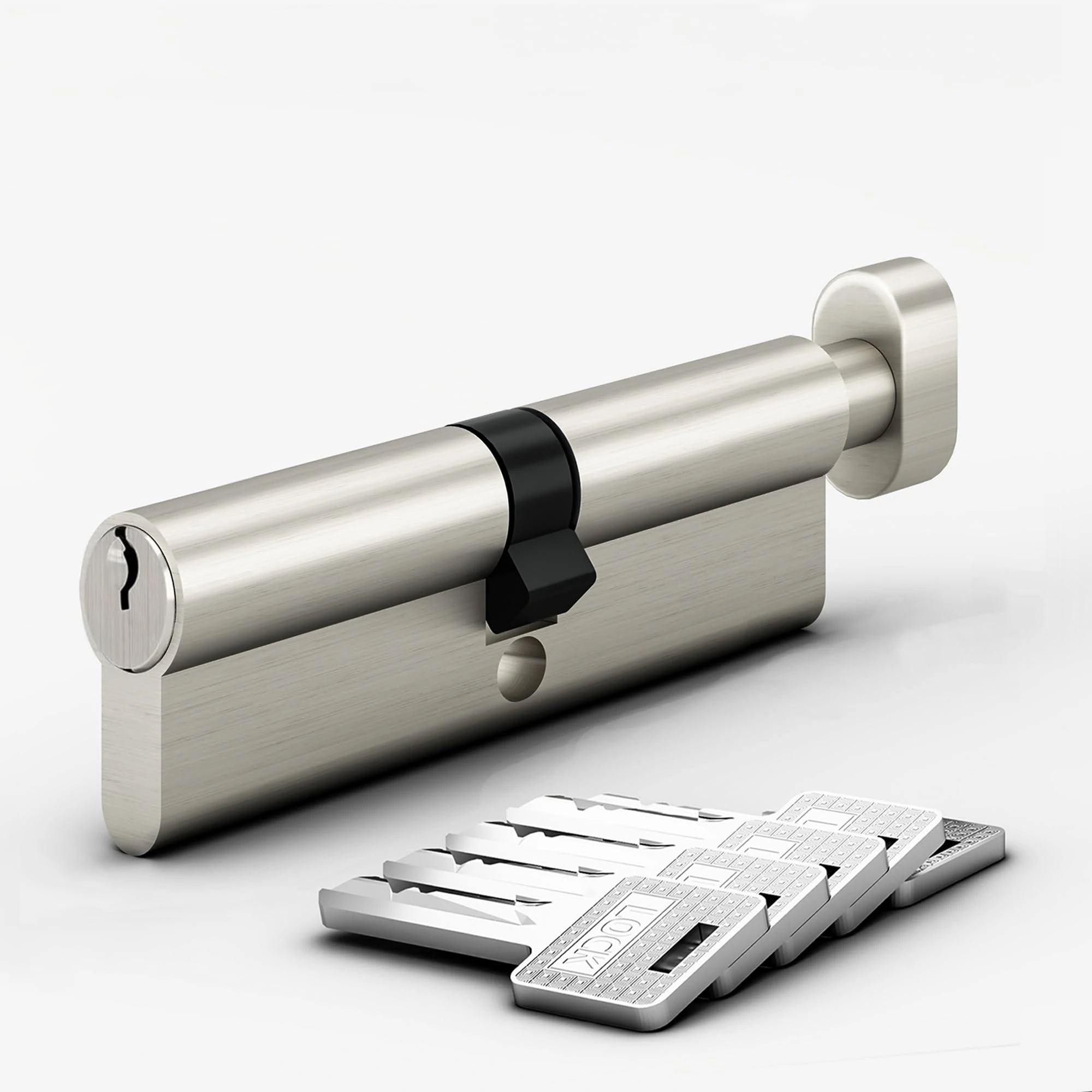 AwmnSrman Thumb Turn Euro Cylinder Lock (80mm) 40/40 with 5 Keys, Barrel Cylinder Lock with Knob, Euro Brass Cylinder Satin Nickel Finish,Anti-Bump, Drill and Pick