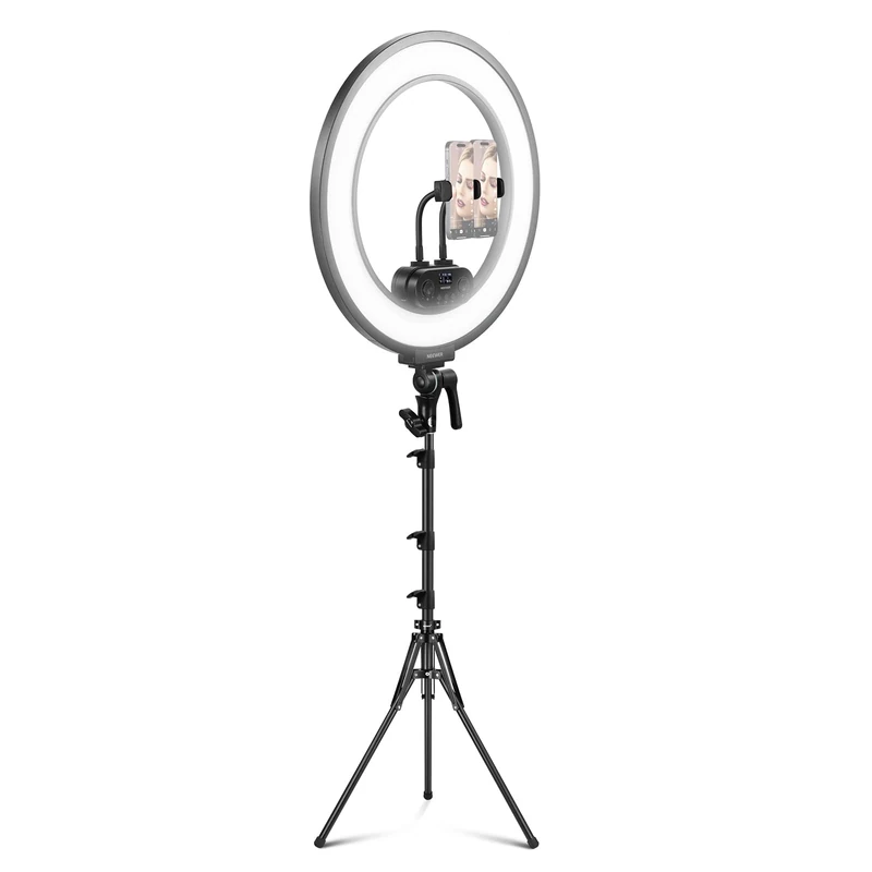 NEEWER 18 Inch Edge Lit Ring Light with Tripod Stand Phone Holder Compatible with iPhone for Video Recording Selfie Makeup Studio Streaming, 45W 2900-7000K APP 2.4G Control Ringlight Lighting, RL45B