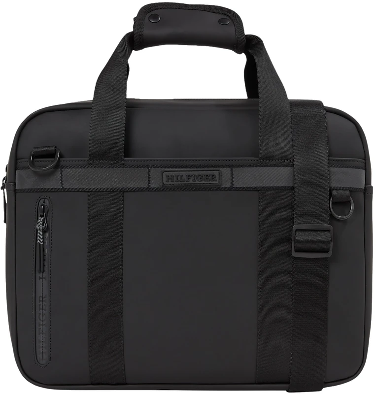 Tommy Hilfiger Men's TH MONOTYPE COMPUTER BAG AM0AM12745 Computer Bag, Black, One Size