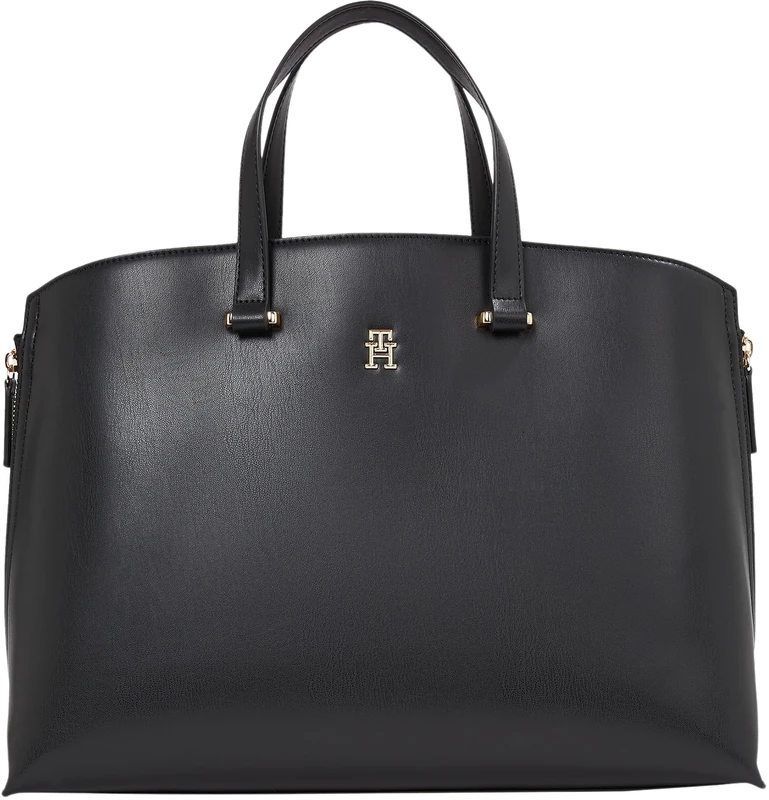 Tommy Hilfiger Women’s Modern Tote Bag with Compartments, Black (Black), One Size