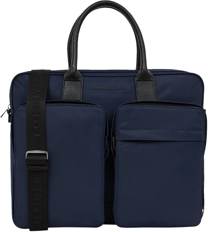 Tommy Hilfiger Men’s Repreve Laptop Bag with Shoulder Strap, Blue (Space Blue), One Size