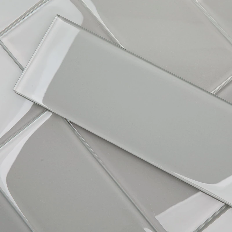 Lovdeco Warm Grey Glass Subway Tile, Glass for Bathroom Kitchen Shower Backsplash Wall, 4 x 12 Inches, 4 Sq.Ft.