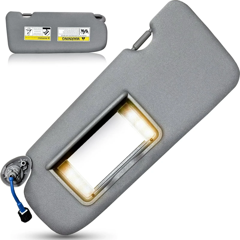 Left Driver Side Sun Visor for Honda CRV 2017 2018 2019 2020 2021 2022 Replace 83280-TLY-H11ZB with Vanity Light/with Makeup Mirror (Grey)