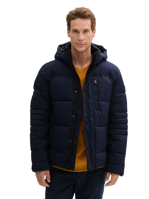 TOM TAILOR Men's Puffer Winter Jacket with Removable Hood, 10668 - Sky Captain Blue, S - Image 1