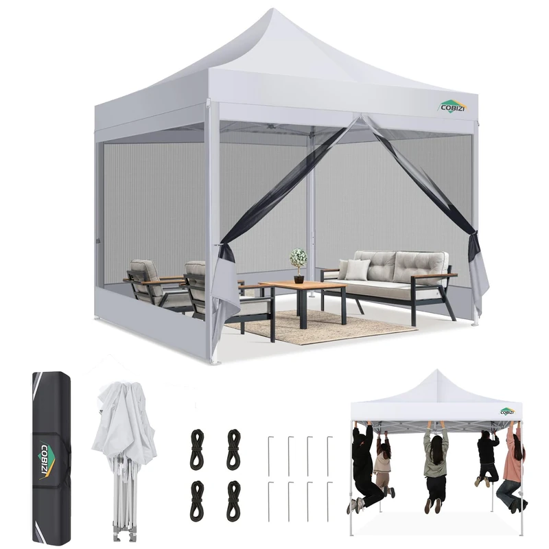 COBIZI 84x10 Heavy Duty Pop Up Tent with Waterproof Sidewalls, Easy Setup, Gazebo with Mosquito Net, Outdoor Mesh Tents for Parties, Weddings, Parties with Bag