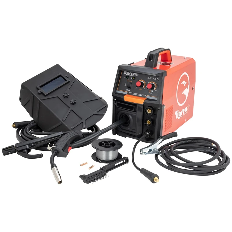 TIGREN TGN120MAT 230V 4-in-1 MIG TIG ARC/MMA Gas/Gasless IGBT Inverter Welder Welding Machine, Lightweight 120A Welding Kit with Compact Design and Accessories for Multi-Process Welding Equipment
