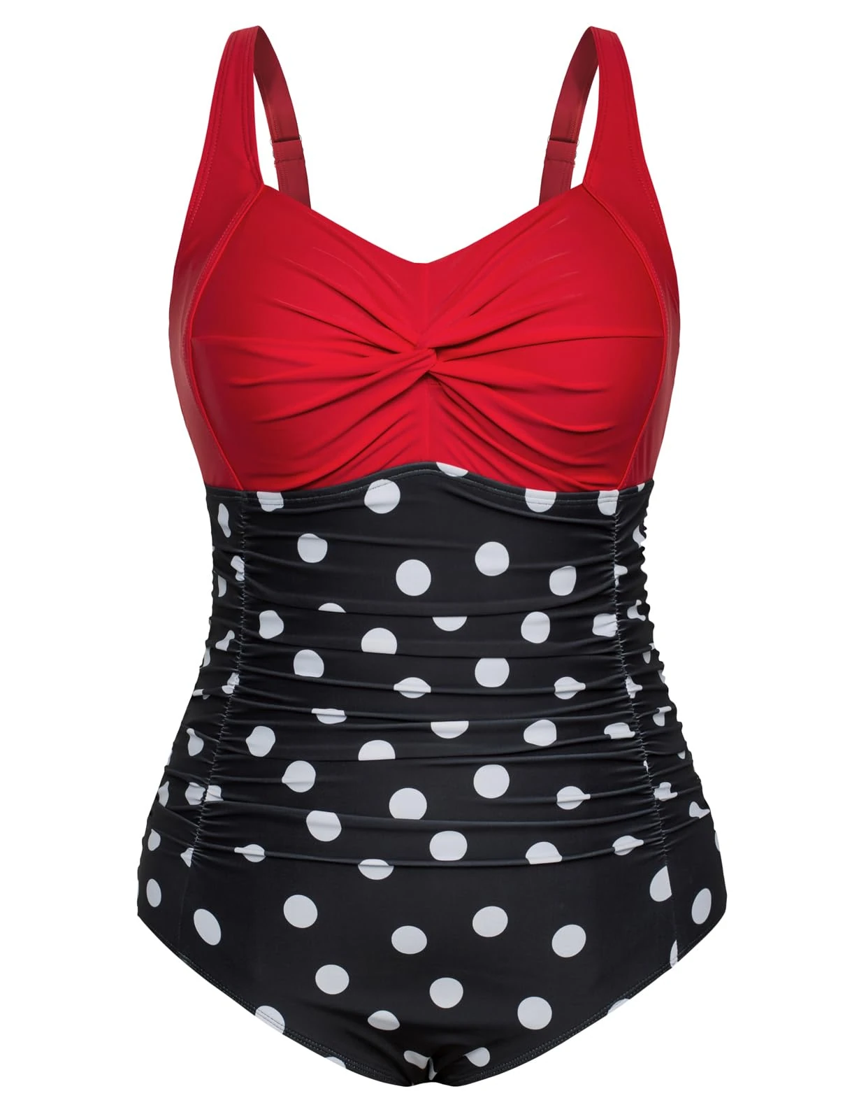 Hanna Nikole Women's Plus Size Breathable One Piece Swimsuit Elastic Stretchy One Piece Swimsuits 24W Red Polka Dot Print