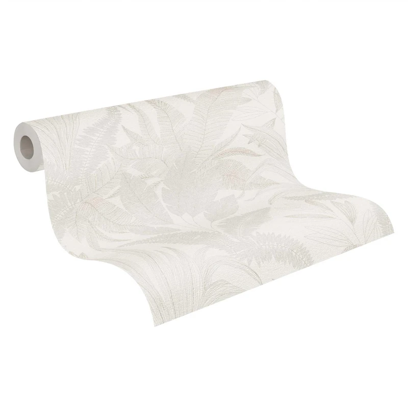 Livingwalls Non-Woven Wallpaper with Leaf Design in Cream, Beige - 10,05 x 0,53 m Designer Wallpaper Made in Germany - 396542