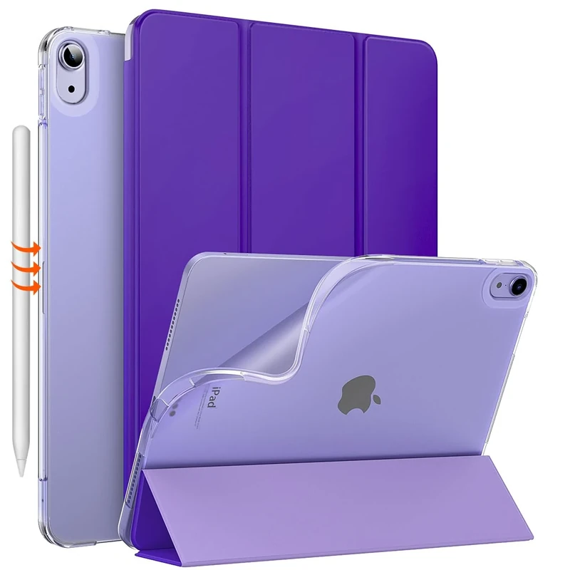 MoKo for iPad Air 11 Inch Case 7th/6th Generation M3/M2 2025/2024, iPad Air 5th/4th Gen 10.9" 2022/2020, Translucent Frosted Soft TPU Back Cover, Slim Protective Cover,Auto Wake/Sleep,Purple Violet