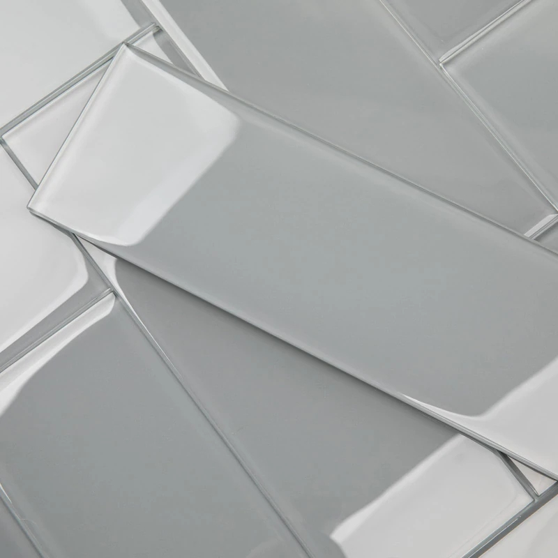 Lovdeco Grey Glass Subway Tile, Glass for Bathroom Kitchen Shower Backsplash Wall, 4 x 12 Inches, 4 Sq.Ft.