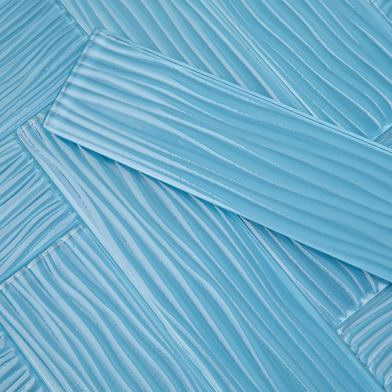 Lovdeco Blue Water Wave Glass Subway Tile, Glass for Bathroom Kitchen Backsplash Wall, 3 x 12 Inch, 4 Sq.Ft.