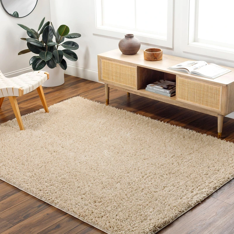 Livabliss Shaggy - Modern Berber Living Room, Large 120x180 cm, Soft Shaggy for Bedroom - Neutral Boho Fluffy, Easy Care Plush Thick Pile - Ivory