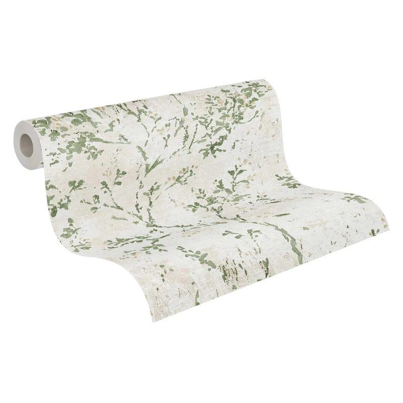 Livingwalls Non-Woven Wallpaper with Botanical Design in Cream, Green, Beige - 10,05 x 0,53 m Floral Wallpaper Made in Germany - 396504