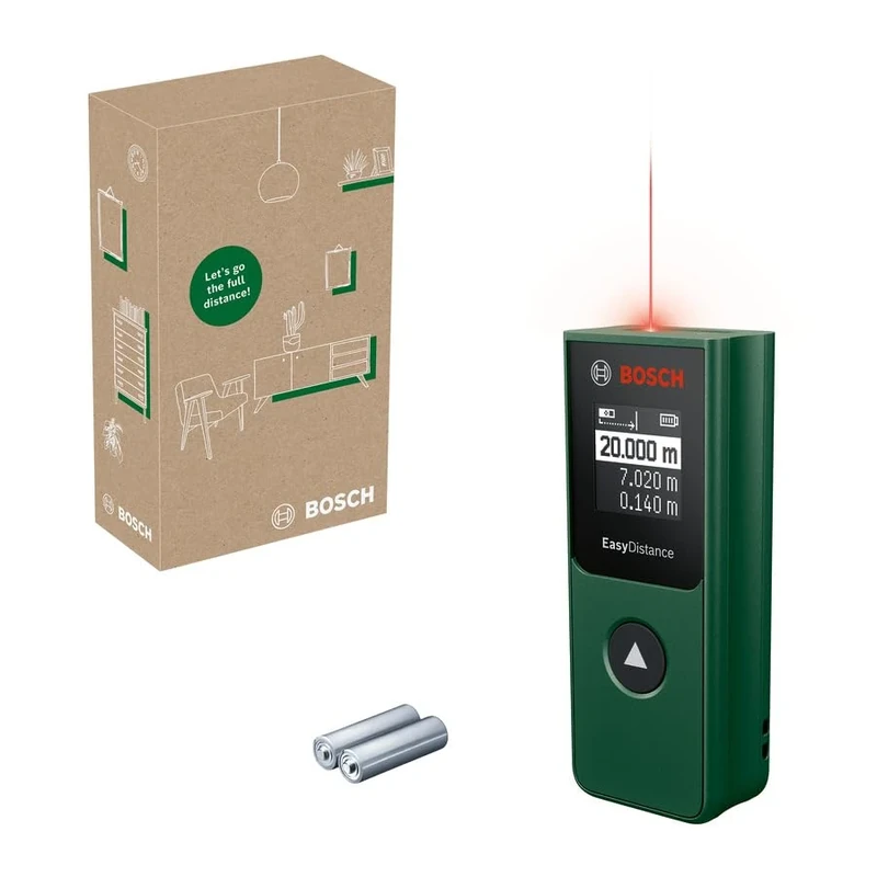 Bosch laser measure EasyDistance 20 (easy & precise measurement up to 20m, pocket size, one-button control, in E-Commerce cardboard box)