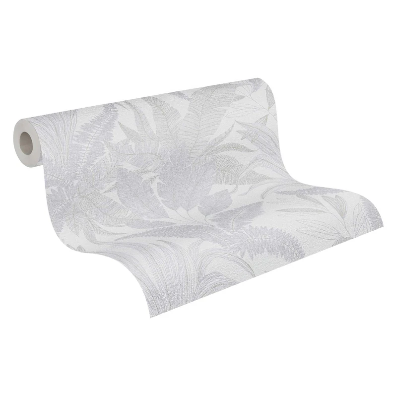 Livingwalls Non-Woven Wallpaper with Leaf Design in Grey, Silver – 10,05 x 0,53 m Designer Wallpaper – 396541