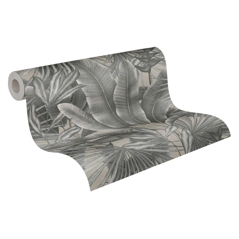 Livingwalls Jungle Wallpaper 396473 in Grey, Beige - Wall Wallpaper with Jungle Look - Floral Wallpaper with Palm Leaves - High-Quality Wallpaper 10.05 m x 0.53 m