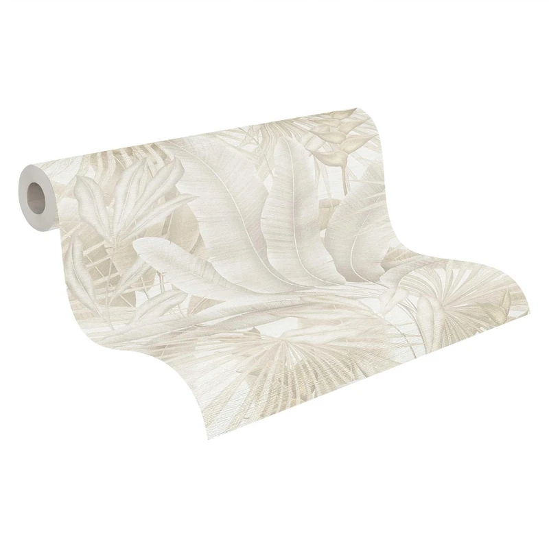 Livingwalls Jungle Wallpaper 396474 in Beige, Cream - Wall with Jungle Look - Floral with Palm Leaves - Wallpaper 10.05 m x 0.53 m