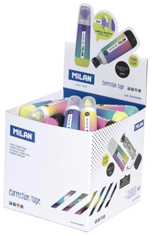 MILAN® Display Cube 40 Cylindrical Correction Tapes 5 mm x 6 m Sunset Series