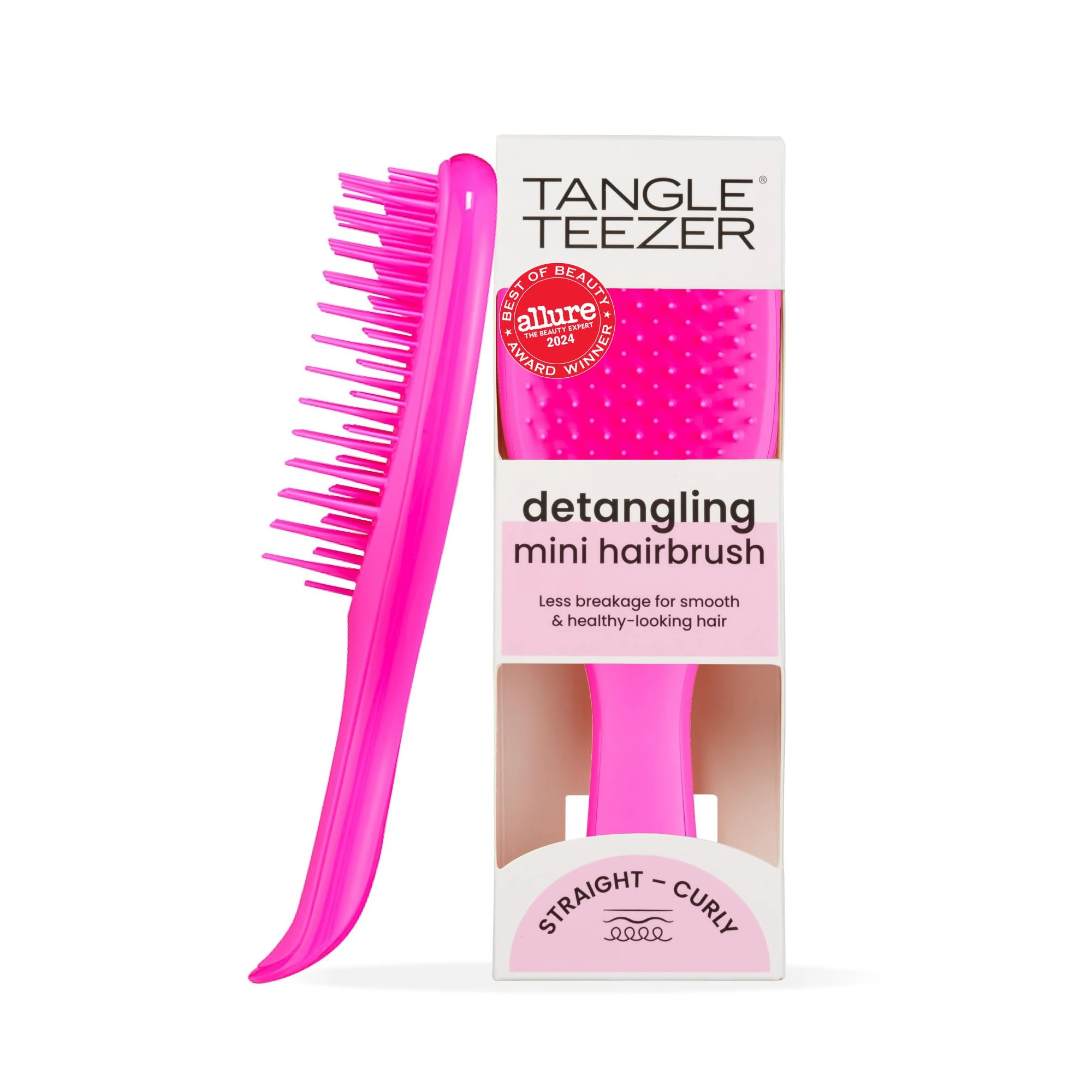 Tangle Teezer Mini Ultimate Detangler - For Wet & Dry Hair - Detangling Brush for All Hair Types - Perfect Brush For Kids & Travel - Runway Pink