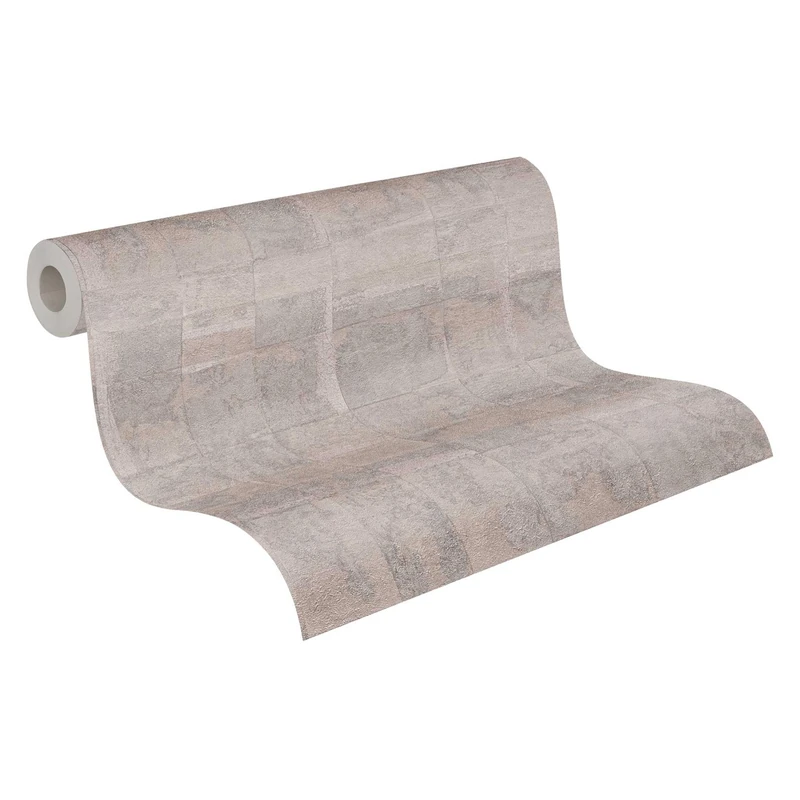 Livingwalls 396712 Wallpaper with Square Structure in Grey, Rose High-Quality Design Wallpaper with Metallic Effect for Various Rooms 10.05 m x 0.53 m Made in Germany - Image 1