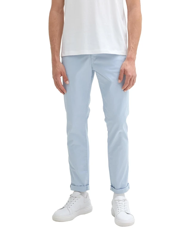 Tom Tailor Denim Men's 1020451 Straight Fit Chino Trousers with Belt, 11270 - Kentucky Blue, 28 W/34 L