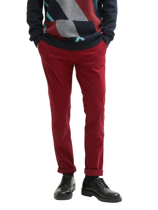 TOM TAILOR Men's Travis Slim Chino Trousers, 13721 - Burgundy Dark Red, 28 W/34 L - Image 1