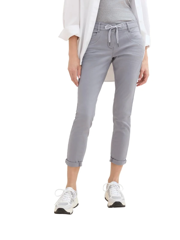 TOM TAILOR Women's Tapered Fit Trousers, 10921 - Explicit Grey, 40W x 28L