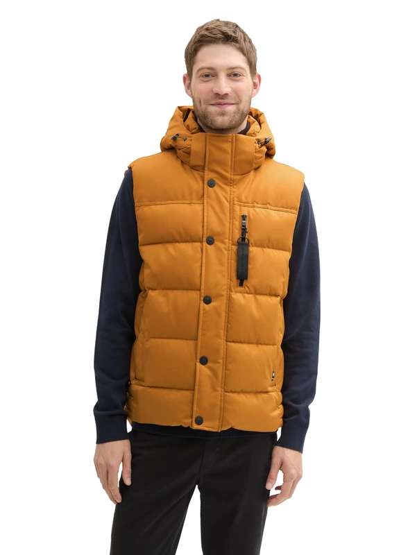 TOM TAILOR Men's 1041322 Vest, 10821-Peanut Butter Brown, S, 10821 - Peanut Butter Brown, S