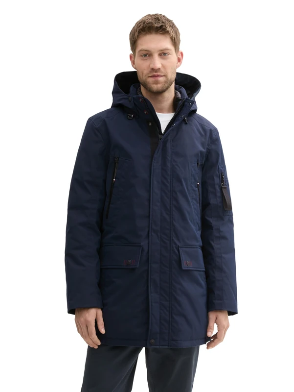 TOM TAILOR Men's 1042520 Artic Parka with Removable Hood, 10668 - Sky Captain Blue, L