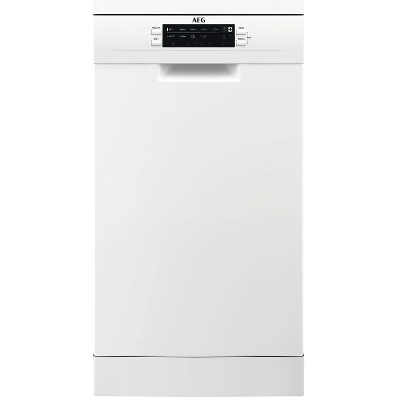 AEG 6000 FFB62417ZW Freestanding Slimline Dishwasher, 45cm, SatelliteClean Spray Arm, AirDry Technology, ExtraHygiene Function, QuickLift Basket, 9 Place Settings, White