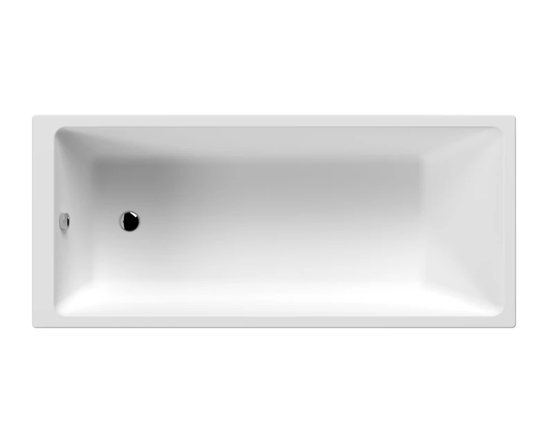 nuie NBA810 Linton Modern Bathroom Thin Edge Single Ended Straight Shower Bath, 1700 x 750mm, White