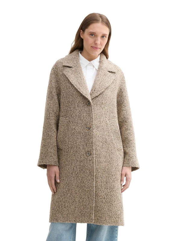TOM TAILOR Women's Loose Fit Coat, 35922 - Cosy Beige Melange Structure, 3XL