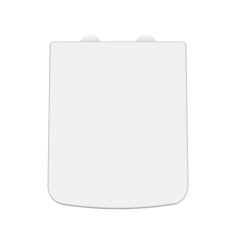 nuie NCH198W Modern Bathroom Square Soft Close Toilet Seat with White Cover Caps, 358 x 70 x 435mm, White