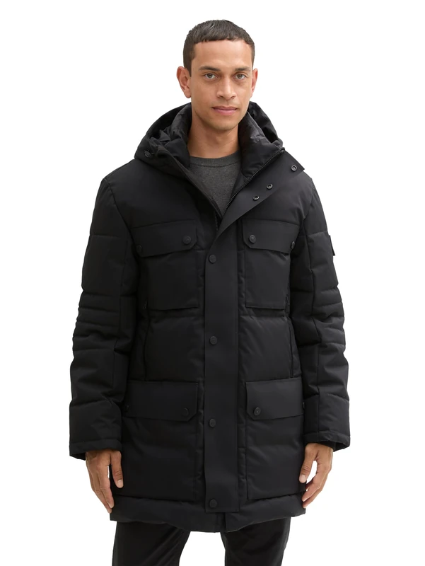 TOM TAILOR Men's 1042524 Parka - Black, XL