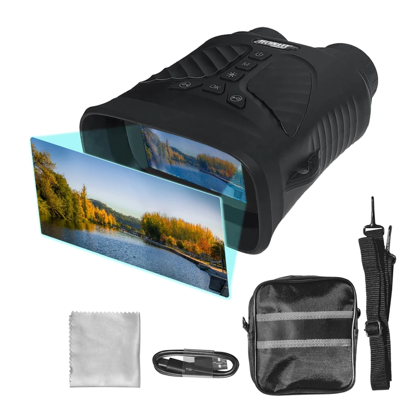 Technaxx Night Vision Binoculars TX-257 – FullHD Video 1080p, 40MP Photos, 4x Optical Magnification, 8x Digital Zoom and IR LED Illumination - Night Vision Goggles for Hunting, Hiking