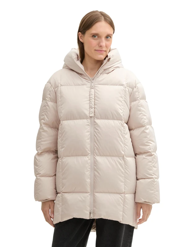 TOM TAILOR Women's Quilted Jacket with Recycled Down, 12365 - Dusty Beige, M - Image 1