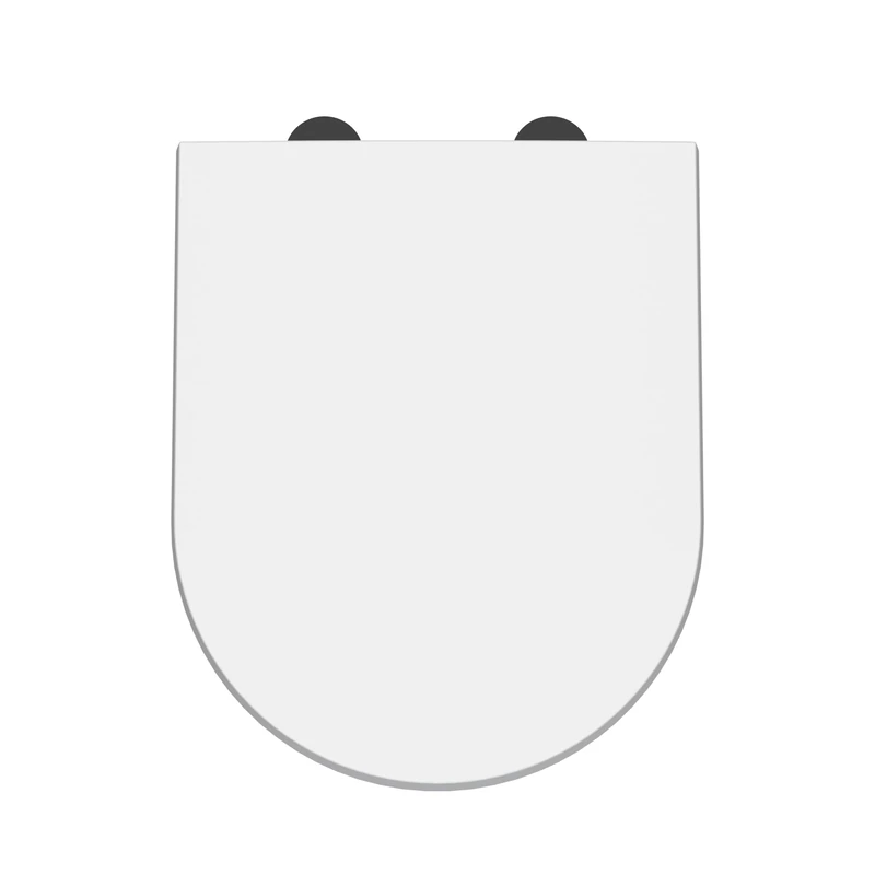 nuie NTS007B Modern Bathroom D Shaped Soft Close Toilet Seat Cover Caps, 370 x 70 x 450mm, White/Black