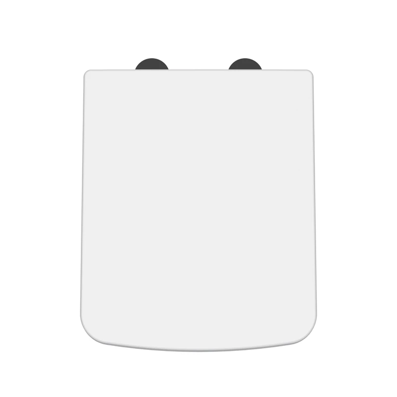nuie NCH198B Modern Bathroom Square Soft Close Toilet Seat Cover Caps, 358 x 70 x 435mm, White/Black