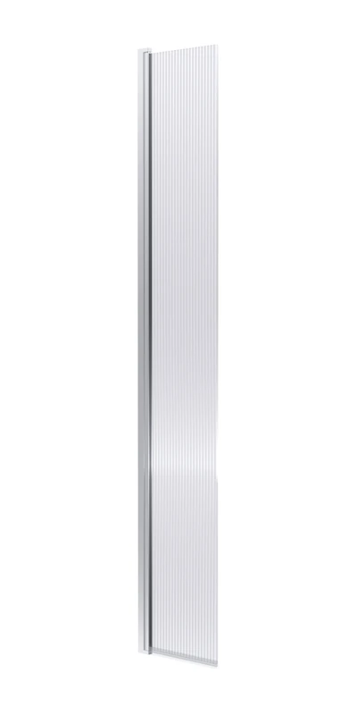 nuie WRFL18530HC Fluted Modern Bathroom Wetroom Hinged 8mm Toughened Safety Glass Flipper Screen with Support Bar, 322 x 1850 x 27mm, Polished Chrome - Image 1