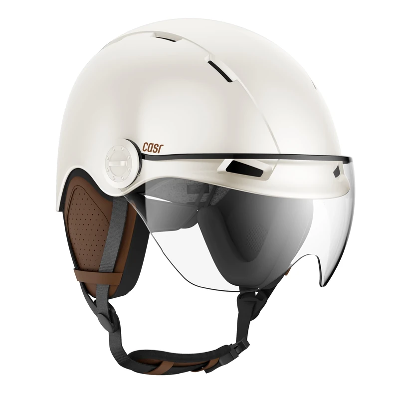 CASR Style - Urban Lifestyle Helmet for Bike & Electric Scooter - Clear Visor & Removable Ear Pads - Optimal Comfort for Men & Women - Ivory - Size L