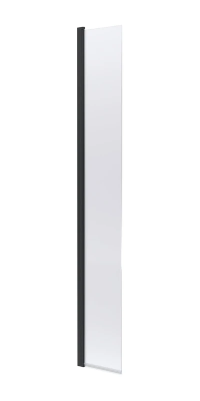 nuie WRSBP030HC Modern Bathroom Wetroom Hinged 8mm Toughened Safety Glass Flipper Screen with Support Bar, 322 x 1850 x 27mm, Matt Black