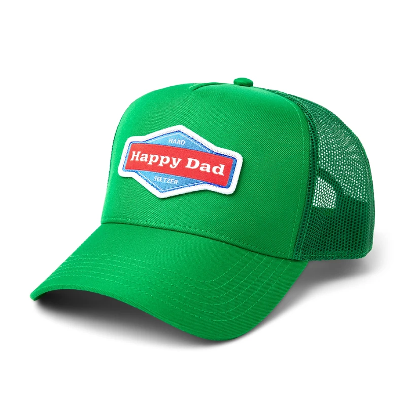 Happy Dad Trucker Hat, Trendy Mens Hats with Breathable Mesh Back, Snap Closure, Birthday Gifts, Snapback Cap, Green, One Size - Image 1