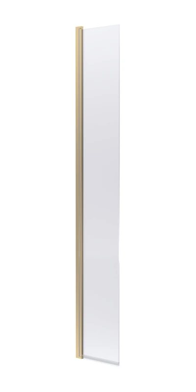 nuie WRSCBB030HC Modern Bathroom Wetroom Hinged 8mm Toughened Safety Glass Flipper Screen with Support Bar, 322 x 1850 x 27mm, Brushed Brass